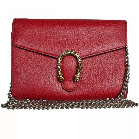 Auth GUCCI Dyonisus Chain wallet Red leather - Picture 1 of 12